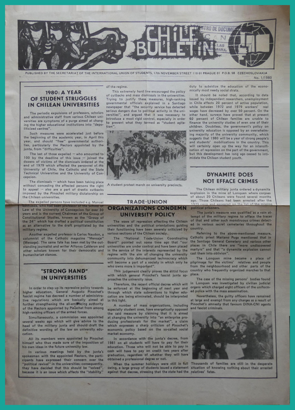 Chile Boletín / Chile Bulletin nº 1 (1980)