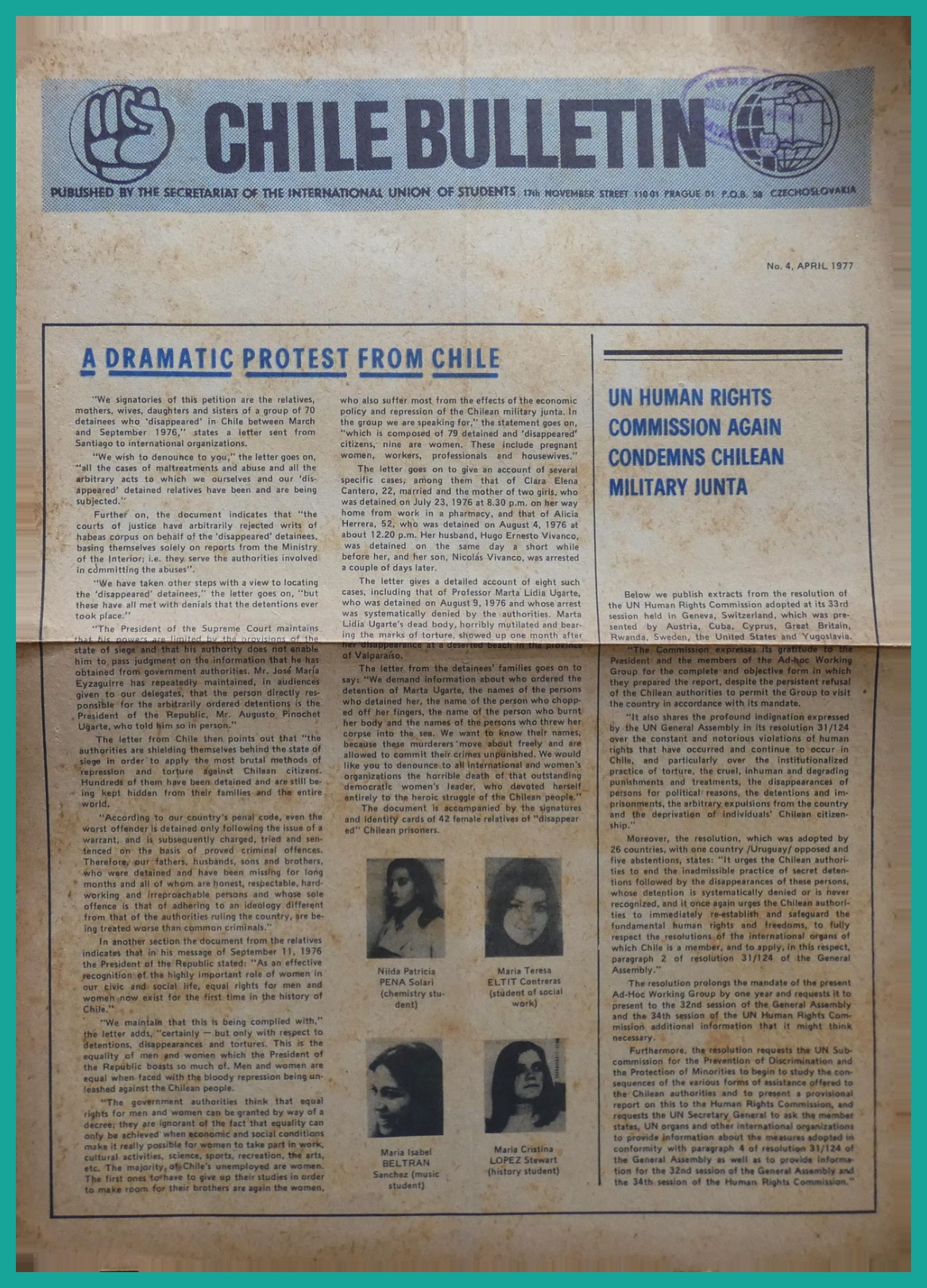 Chile Boletín / Chile Bulletin nº 4 (1977)