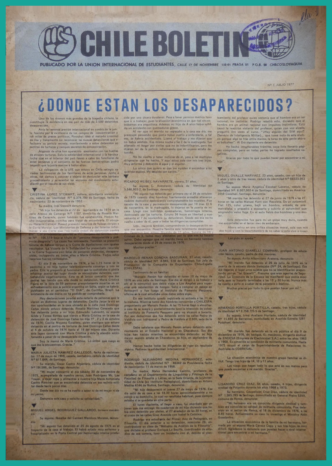 Chile Boletín / Chile Bulletin nº 7 (1977)