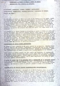 Llamamiento al pueblo de Chile a formar un frente antifascista para derrocar la dictadura