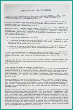 Documento de Trabajo. ¿Cómo entendemos la participación de las mujeres en el período de transición?