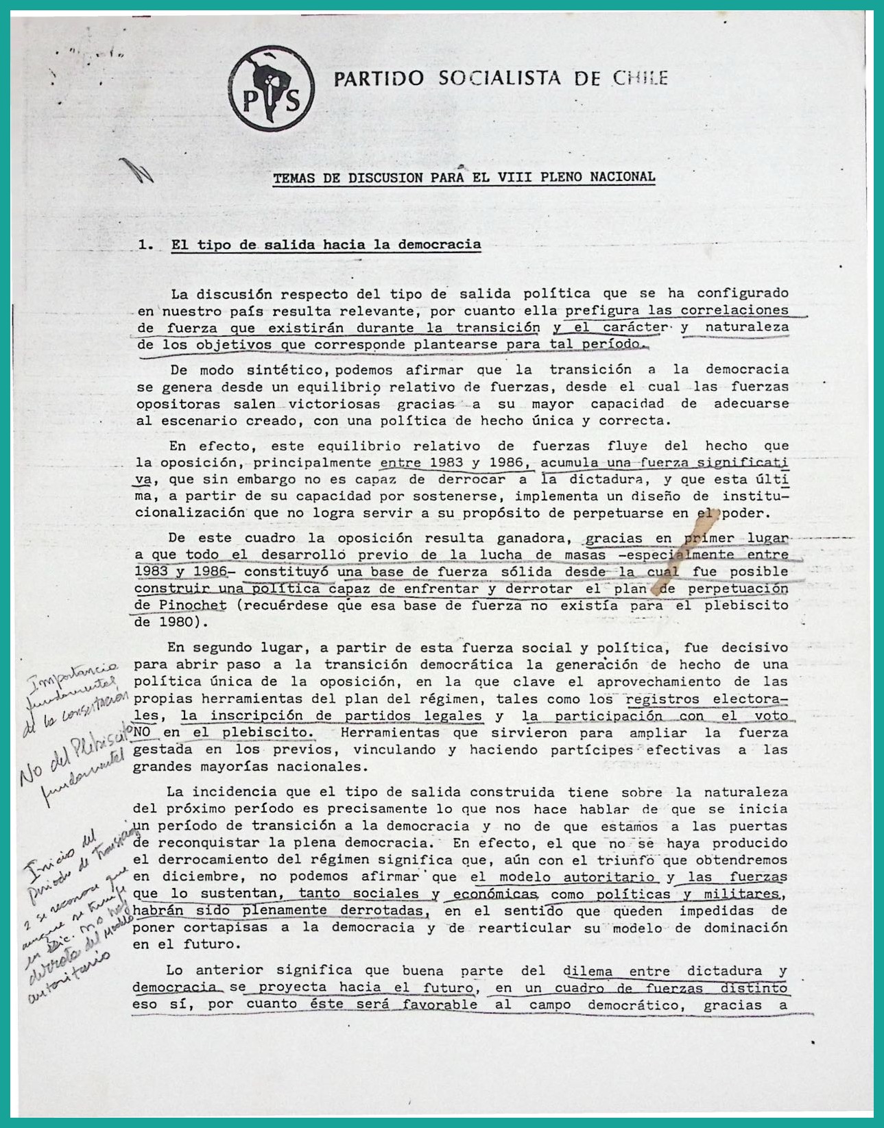 Temas de discusión para el VIII Pleno Nacional