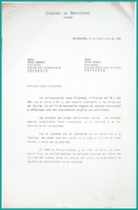 Carta de parlamentarios PS-PPD a Jorge Arrate y Erich Schnake (1991), primera página