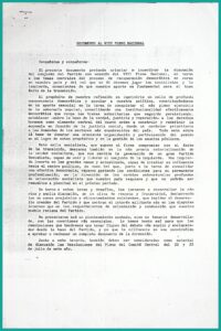 Documento al VIII Pleno Nacional (1989), primera página