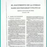 El documento de la Unidad. Bases doctrinarias y políticas (PS, 1989), primera página