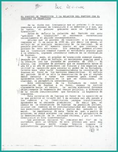 El proceso de transición y la relación del Partido con el gobierno de transición (1989), primera página